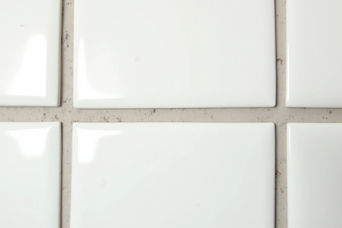 Détail des différents types de joints de carrelage céramique sur un sol de cuisine, comparaison largeur et couleur