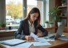 Femme professionnelle examine une estimation de déménagement dans un bureau