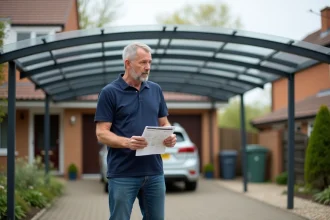 Carport solaire avec panneaux photovoltaïques pour abri de voiture
