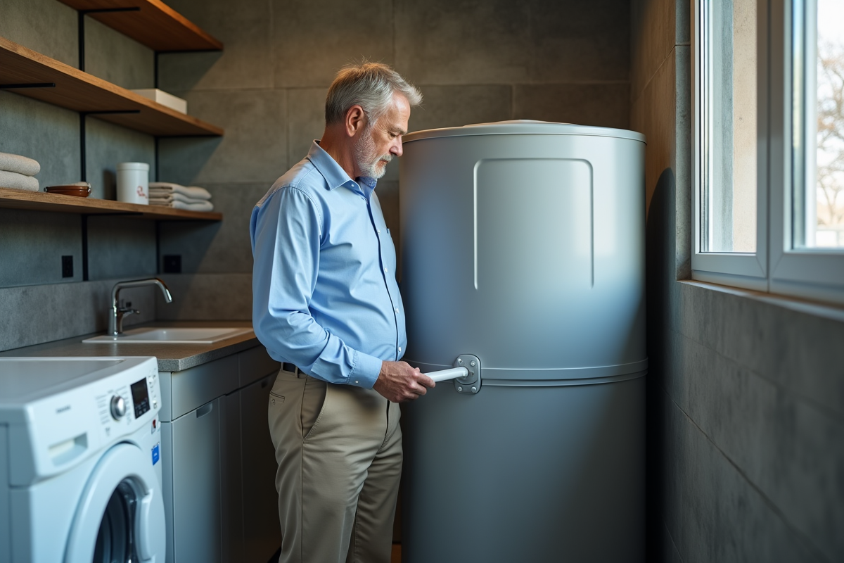 Homme examinant un absorbeur d