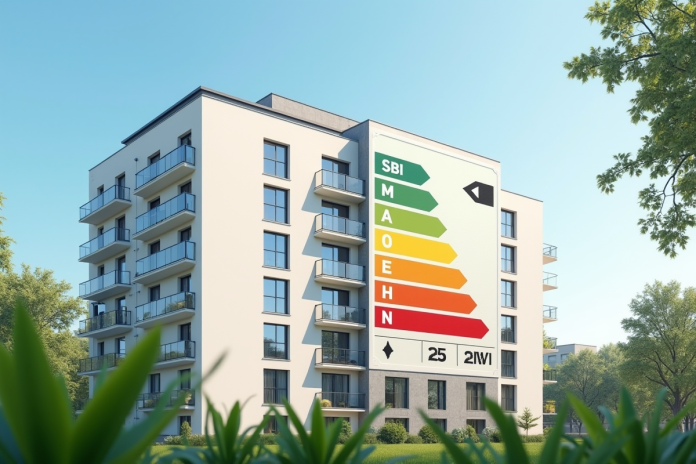 Immeuble moderne avec label de performance énergétique
