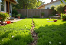 Amateur posant de la pelouse mal installée avec des espaces