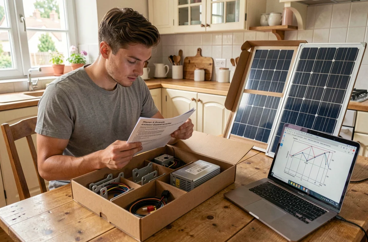 Client de Mon Kit Solaire assemblant un kit de panneaux solaires en autoconsommation à domicile