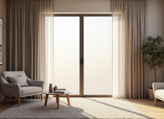 Comment choisir les meilleurs rideaux occultants sur mesure Salon moderne avec grande fenetre et rideaux occultants
